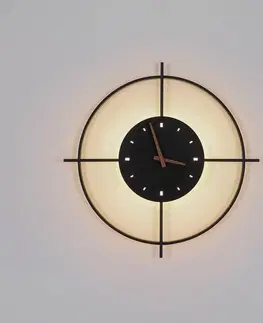 Nástenné svietidlá Globo Nástenné LED svetlo Sussy s hodinami čierna Ø 50cm