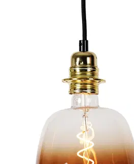 Zavesne lampy Závesné svietidlo zlaté 3-svetlo vrátane LED stmievateľné - Cava Luxe