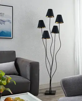 Stojacie lampy Lindby Lindby Komalie stojaca lampa, 5-plameňová, čierna