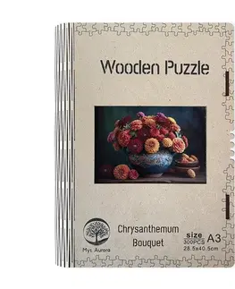 Limitovaná edícia Trigo Drevené puzzle Chrysanthemum Bouquet A3