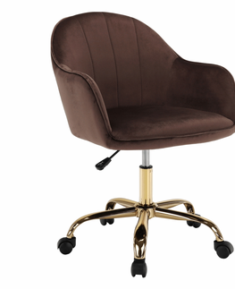 Kancelárske stoličky KONDELA Erol kancelárske kreslo hnedá (Velvet) / zlatá
