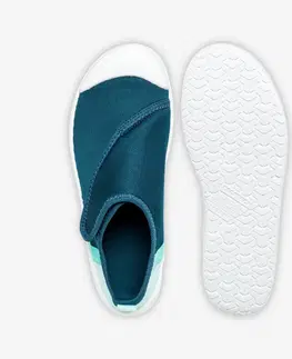 šnorchl Detská obuv do vody Aquashoes 120 so suchým zipsom modrozelená
