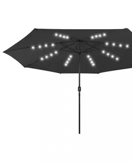 Slnečníky Záhradný slnečník s LED svetlami Ø 400 cm Dekorhome Vínová