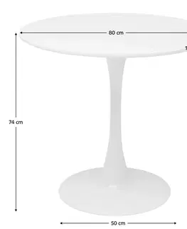 Jedálenské stoly KONDELA Reventon New 80 okrúhly jedálenský stôl biela matná
