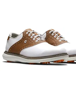 golf Pánska golfová obuv Footjoy Tradition bielo-hnedá