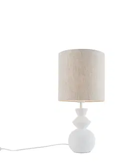 Stolove lampy Design tafellamp wit stoffen kap lichtgrijs 25 cm - Alisia