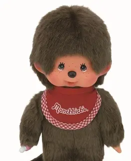 Plyšové a textilné zvieratká MONCHHICHI Mončiči chlapec s červeným podbradníkom 20cm