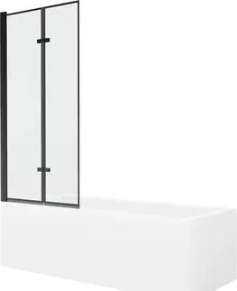 Sprchové dvere MEXEN/S - Cubik obdĺžniková vaňa 170 x 70 cm s panelom + vaňová zástena 80 cm, čierna vzor 550317070X9208027070