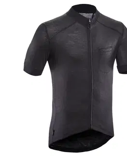dresy Pánsky cyklistický dres GRVL900 s krátkym rukávom merino čierny