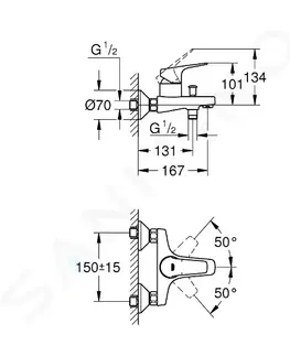 Kúpeľňové batérie GROHE - BauFlow Vaňová batéria, chróm 23756000