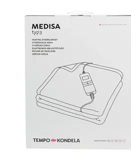 Deky TEMPO-KONDELA MEDISA TYP 3, vyhrievacia XL deka, tmavočervená/biela, 130x180 cm