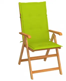 Zahradné stoličky Skladacia záhradná stolička s poduškami teak / látka Dekorhome Sivá kocka