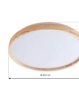 SmartHome stropné svietidlá Lindby Lindby Mirren LED svetlo drevo Ø 49,5 cm smart