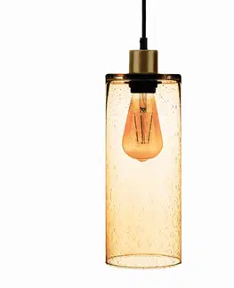 Závesné svietidlá Euluna Závesná lampa Sóda sklenený valec žltá Ø 12 cm