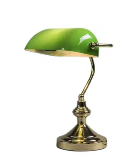 Stolove lampy Inteligentná stolná lampa z mosadze so zeleným sklom vrátane WiFi P45 - Banker