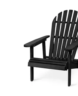 Outdoor Chairs Záhradné kreslo Adirondack s vysúvacou podnožkou, čierne