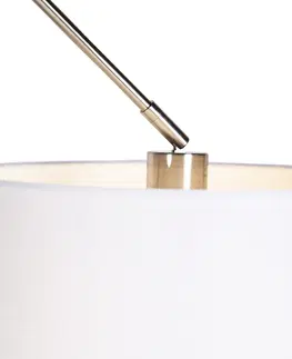 Zavesne lampy Závesná lampa s ľanovým tienidlom biela 35 cm - oceľ Blitz I