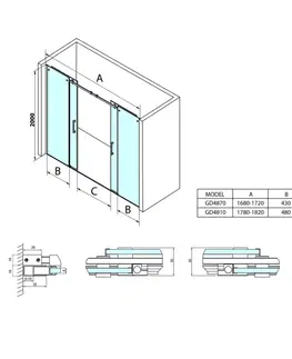 Sprchovacie kúty GELCO - DRAGON sprchové dvere 1700mm, číre sklo GD4870