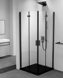 Sprchové dvere POLYSAN - ZOOM BLACK štvorcová sprchová zástena 900x900, rohový vstup ZL4915BL-02