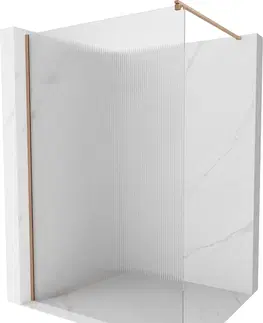 Sprchové dvere MEXEN/S - Kioto Sprchová zástena WALK-IN 100 x 200 cm, prúžky 8 mm, meď kartáčovaná 800-100-101-65-09
