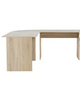 Písacie stoly Rohový PC stôl, dub sonoma/biela, MAURUS NEW MA11