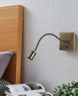 Nástenné svietidlá Lindby LED nástenná lampa na čítanie Mayar, ohybná/mosadz