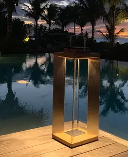 Solárne svetlá so senzorom pohybu Les Jardins Solárna LED lucerna Teckinox, teak/oceľ, 65,5 cm