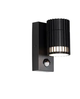 Vonkajsie nastenne svietidla Design buiten wandlamp zwart met bewegingssensor IP44 - Boris