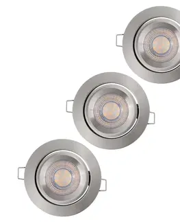 Zapustené svietidlá LEDVANCE LEDVANCE Simple Dim bodové LED svetlá, 3 ks, nikel