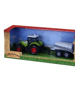 Hračky - dopravné stroje a traktory RAPPA - Traktor plastový so zvukom a svetlom s vlečkou na postrek