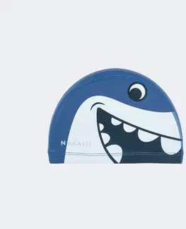 čiapky Plavecká látková čiapka so záterom veľkosť S Shark modrá