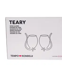 Poháre TEMPO-KONDELA TEARY, pohár na víno so zabudovanou slamkou, set 2 ks, 300 ml