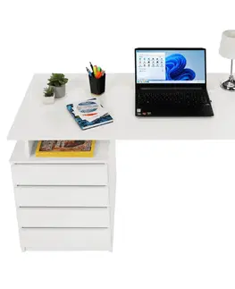 Písacie stoly PC stôl, biela, HANY NEW