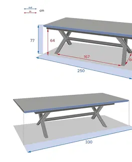 Stolčeky DEOKORK Hliníkový stôl BERGAMO II. 250/330 cm (antracit)