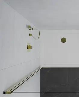 Sprchovacie kúty MEXEN/S - Pretória sprchovací kút 90 x 100 cm, transparent, zlatá + brodzik Flat 852-090-100-50-00-4010