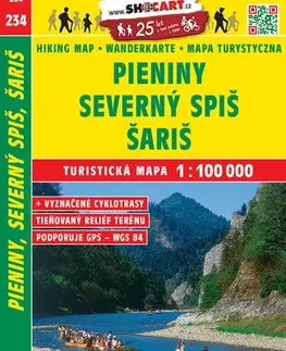 Turistika, skaly Pieniny, Severný Spiš, Šariš 1:100 000 - TM 234