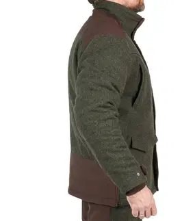 bundy a vesty Poľovnícka hrejivá vlnená bunda 900 nehlučná zelená