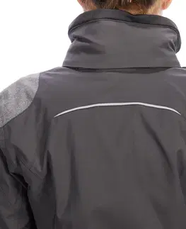 bundy a vesty Dámska jazdecká bunda 500 nepremokavá tmavosivá pásikavá