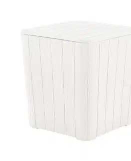 Záhradné úložné boxy Záhradný úložný box/príručný stolík, biela, IBLIS