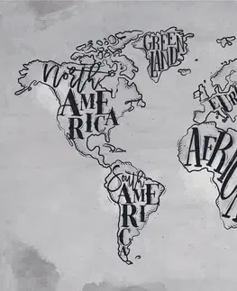 Tapety mapy Tapeta čiernobiela mapa sveta na vintage podklade
