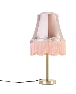 Stolove lampy Klasická stolná lampa mosadzná s tienidlom Granny ružová 30 cm - Simplo