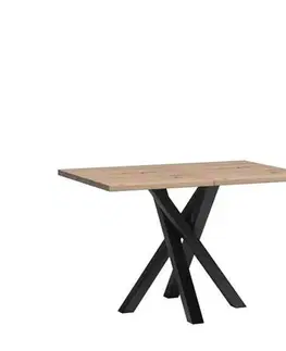 Jedálenské stoly Jedálenský rozkladací stôl, dub artisan/čierna, 120-160x80x75 cm, KOLI