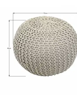 Taburetky KONDELA Gobi Typ 1 pletená taburetka krémová