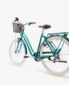 bicykle Mestský bicykel Elops 520 s nízkym rámom zelený