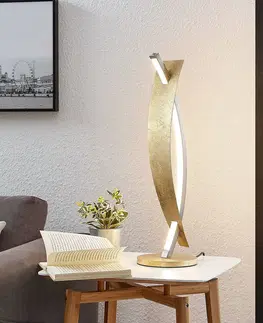 Stolové lampy Lucande Stolová LED lampa Marija elegantný zlatý dizajn