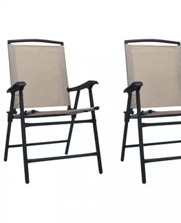 Záhradné kreslá a stoličky Skladacia záhradná stolička 2 ks Dekorhome Sivá