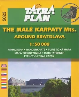 Turistika, skaly TM 5023 Malé Karpaty, okolie Bratislavy 1:50 000 - angl.