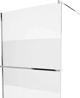 Sprchové dvere MEXEN/S - KIOTO Sprchová zástena WALK-IN s poličkou a držiakom uterákov 80 x 200, transparent/matné sklo 8 mm, chróm 800-080-121-01-35