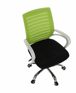 Kancelárske stoličky KONDELA Ozela kancelárske kreslo s podrúčkami zelená / čierna / biela / chróm