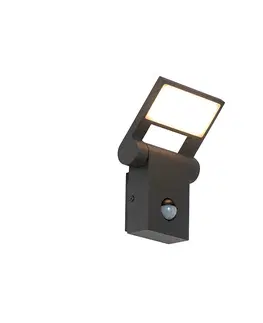 Vonkajsie nastenne svietidla Vonkajšie nástenné svietidlo sivé vrátane LED IP54 so snímačom pohybu - Zane